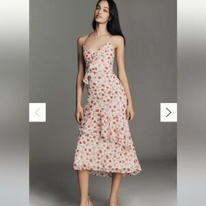 Floral Pink Ruffle Slip Dress